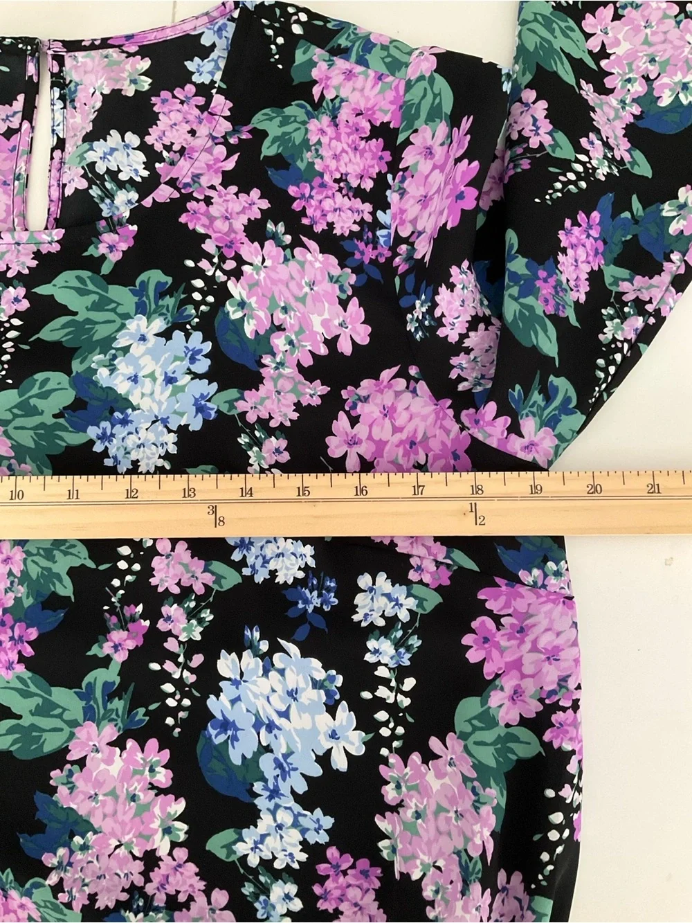 Talbots Medium Black Floral Tie-Hem Women's Blouse - Picture 6 of 7
